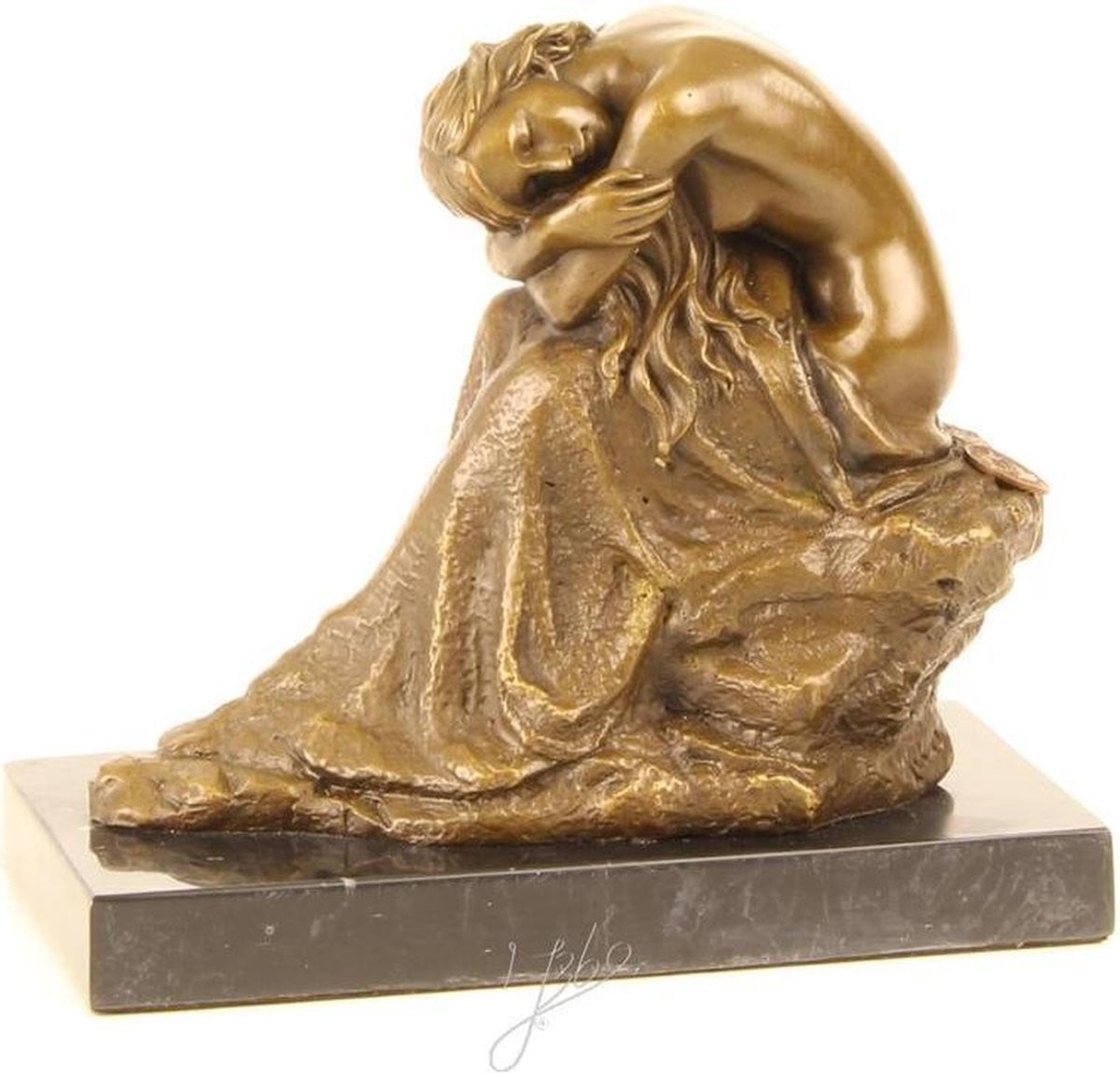 Bronskleurig beeld Kneeling Beauty Schoonheid Hoogte: 15 cm