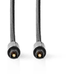 Nedis Optisches Audiokabel - Toslink Stecker - Toslink Stecker - 1.00 m - Rund - Baumwolle - Gun Metal Grau - Verpackung mit Sichtfenster