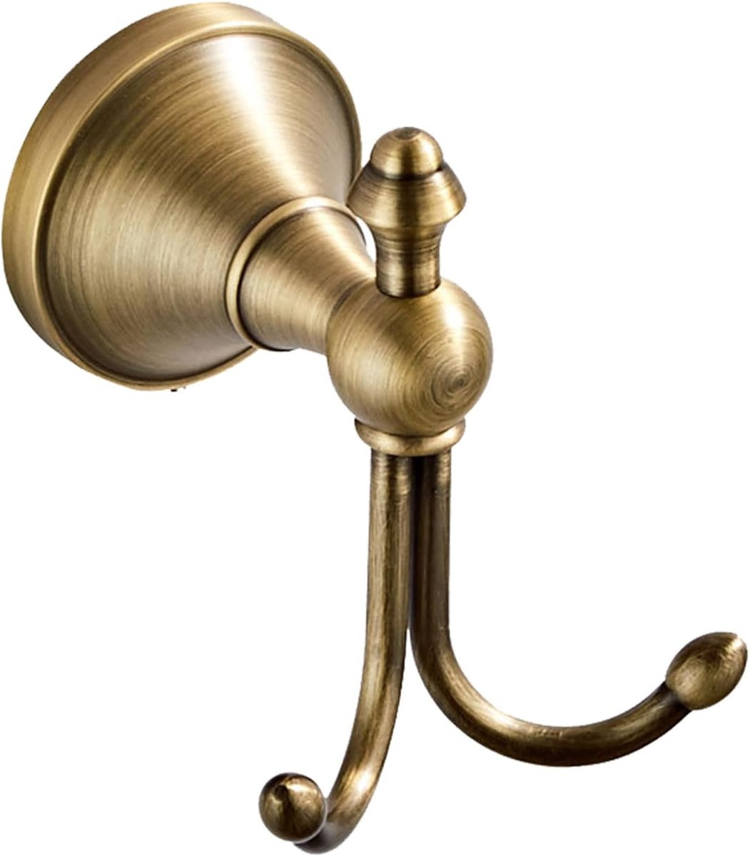 Dubbele messing handdoekhaak in vintage stijl voor de badkamer