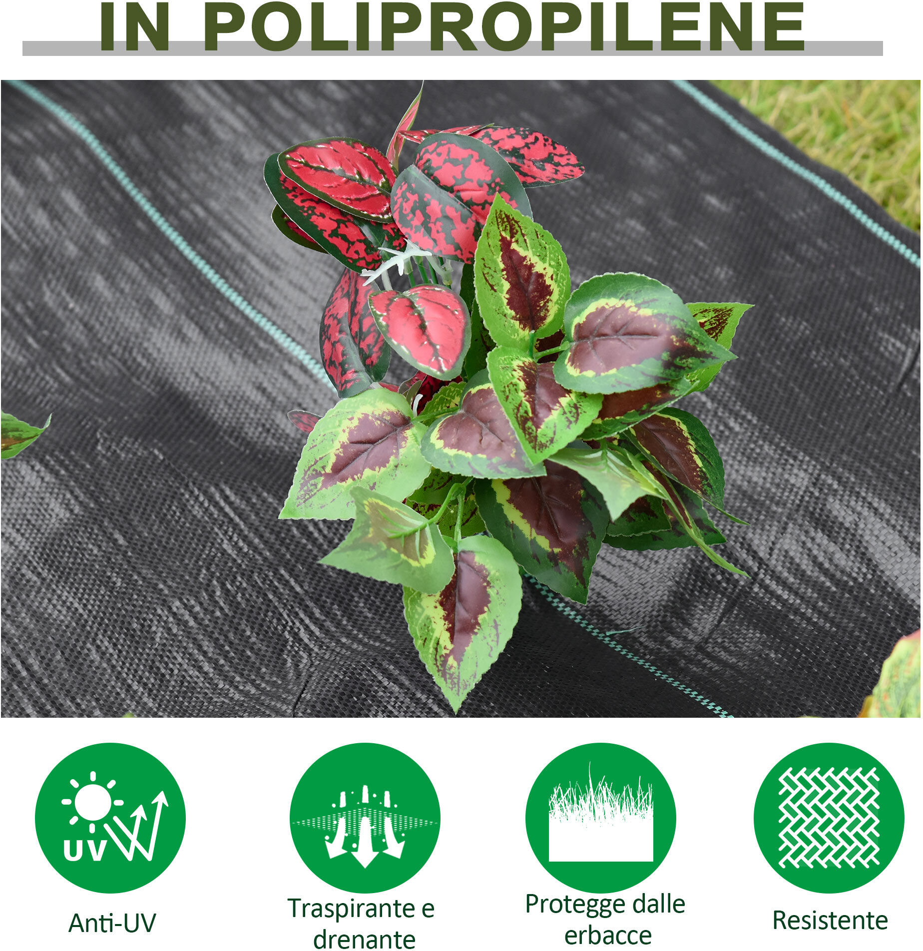 Altro Telo Pacciamatura 50x2m 100g/m² Telo Anti Erbacce Telo Nero Per Orto, Serra, Giardino Drenante E Traspirante Con Quadrettatura