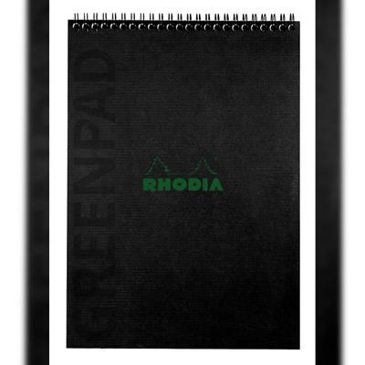 Rhodia 5x Greenpad, Block A4+ mit Doppelspirale aus flexiblem recycelbarem Recyclingkarton 350 g/m2, 80 Bl, Recyclingpapier 90 g/m2 - Schwarz 119927C
