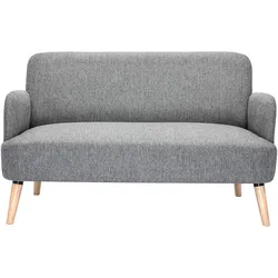 Skandinavisches Sofa 2-Sitzer aus hellgrauem Stoff und hellem Holz ISKO