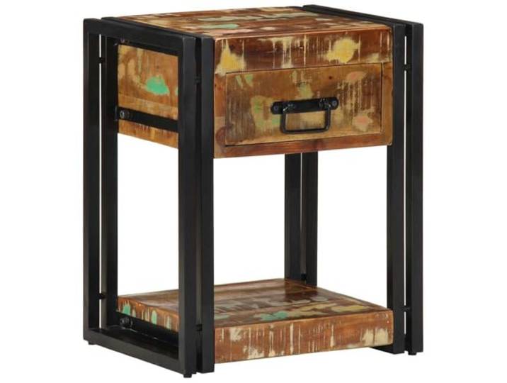 GHVBNMF Nachttisch 2er Set 40x35x50 cm Massivholz Metall Rustikaler Nachtschrank aus Altholz mit 2 Schubladen und robustem Stahlrahmen für Ihr Schlafzimmer im 2er Set.