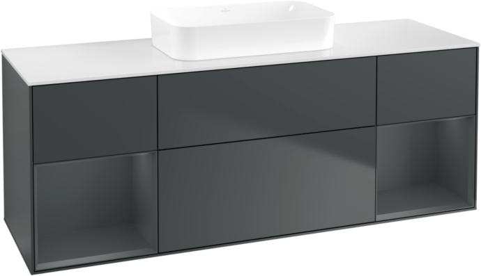 Villeroy und Boch Finion Waschtischunterschrank F741HGHG 160x60,3x50,1cm, Regale Midnight matt lacquer, Midnight Blue Matt Lacquer