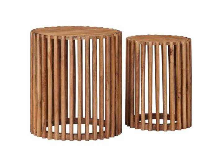 GKHPYURE Set mit 2 handgefertigten Beistelltischen aus Akazienholz Braun Massives Akazienholz, technisches Holz, horizontale Leisten, für den Innenbereich, Montage erforderlich, 8 kg