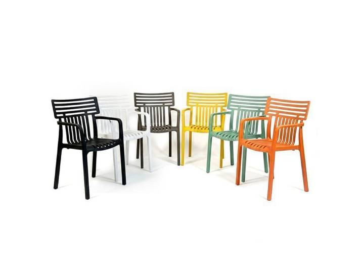x 6 Chaises de jardin Sitwell design résistante aux intempéries Noir