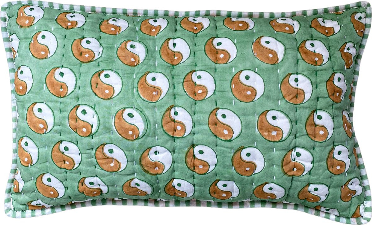 Unknown Stories Kussenhoes Yin Yang Groen - 30 x 50 cm