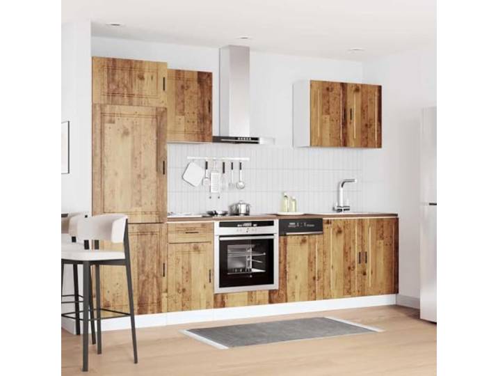 KTHLBRH Küchenmöbel-Set 7-teilig Porto Holz antik Technisches Holz, verstellbare Füße, glatte Oberfläche, einfache Reinigung, großer Stauraum