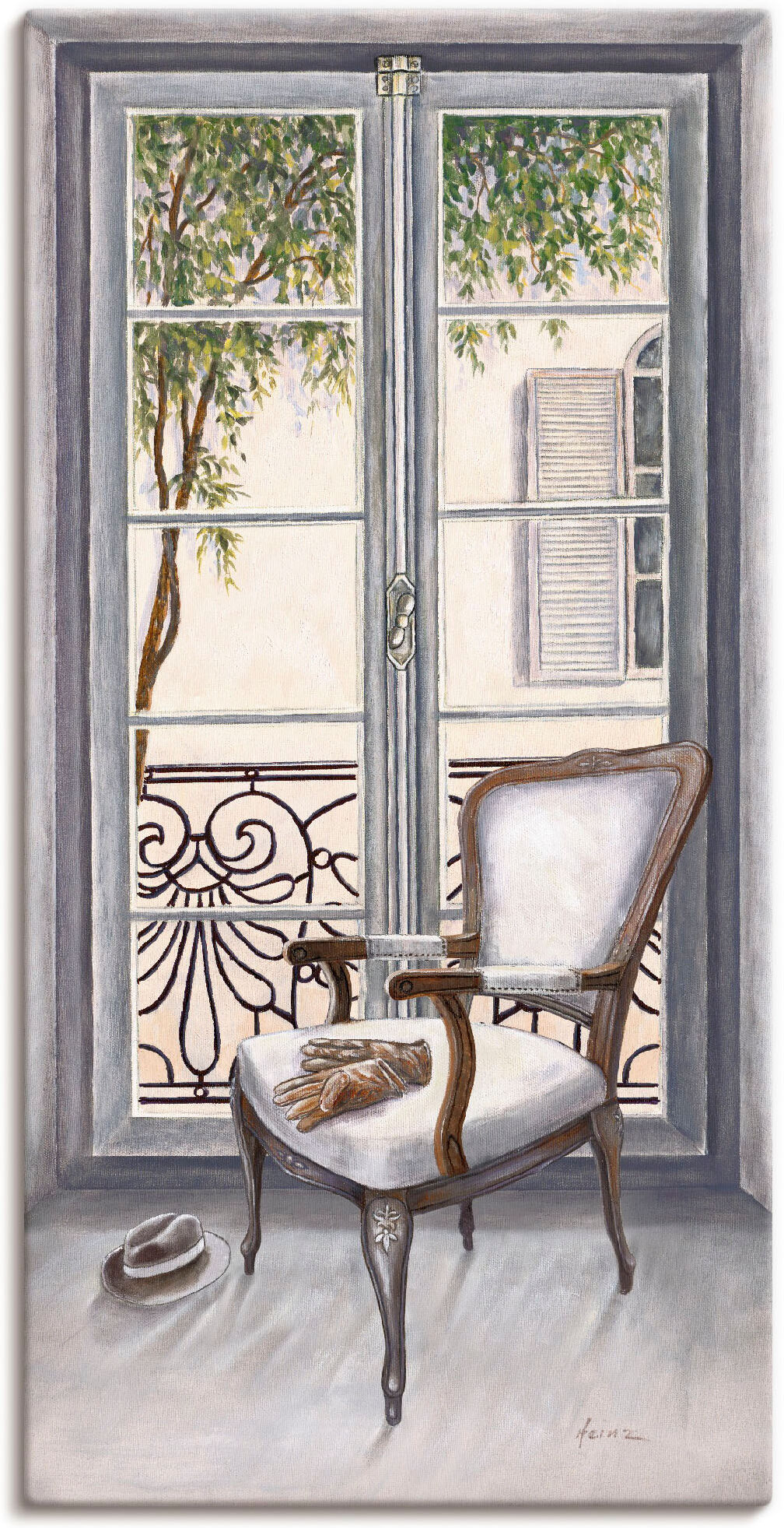 Wandbild ARTLAND "Sessel vor einem Fenster", weiss (farbe bild(er): weiß), B:75cm H:150cm, Bilder, Wandbild, als Alubild, Leinwandbild in verschied. Grössen farbe bild(er): weiß B/H/T: 75cm x 150cm, Leinwandbild Innenarchitektur Hochformat, 1 Stk.