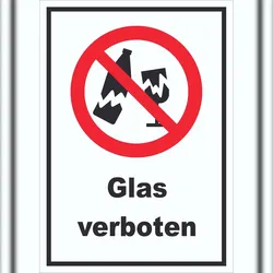 HB-Druck Schild Glas verboten A6 Rückseite selbstklebend