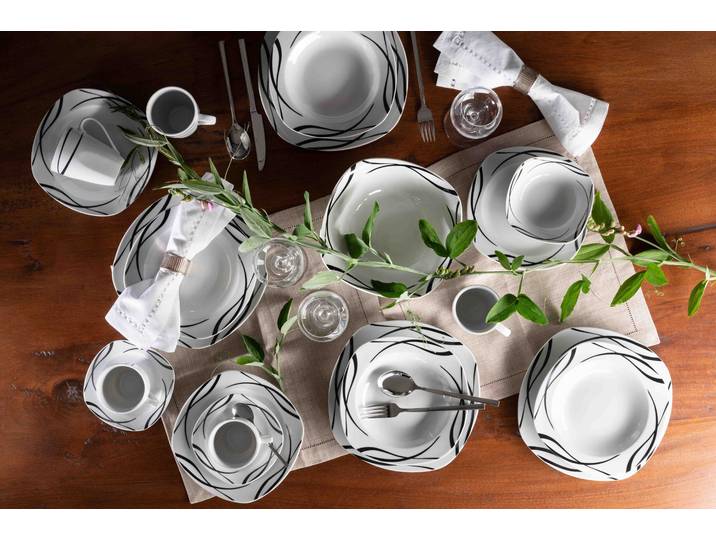 Tellerset Decora 18-teilig 33 x 30 x 29cm Weiß/Weiß