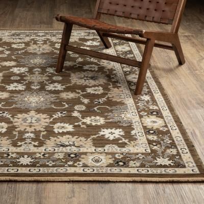 Style Haven Adelaide Traditional Border Brown/ Tan Wool Blend Area Rug