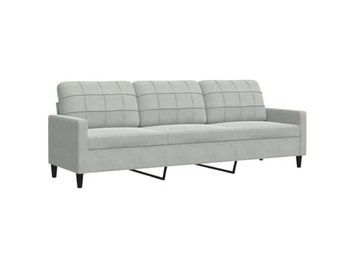 KUTYWEXFM 3-Sitzer Sofa Hellgrau Samt Couch Polstersofa Metall 210 cm Eleganter Dreisitzer mit weichem Samtbezug und stabiler Metallkonstruktion für Ihr Wohnzimmer und Lounge-Bereich.