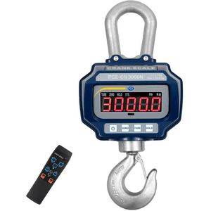 PCE Kranwaage CS 3000N, mit Tara-Funktion, Teilung 500 g, mit Fernbedienung, akkubetrieben, LED-Display, bis 3000 kg