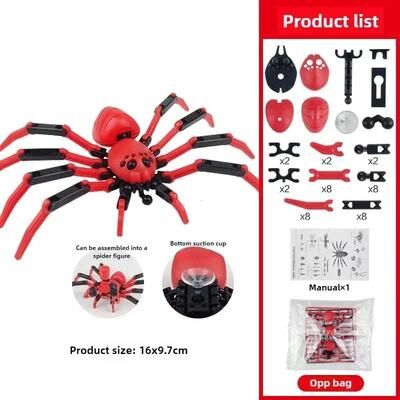 Useful Little Things Articulated Robot Spider Toy With Suction Cup 3D Printed Collectible spider Red