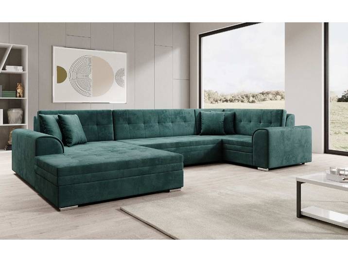 Designer Sofa Velio mit Schlaffunktion - Samt - Anthrazit - Links - Luxusbetten24