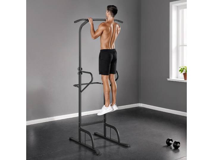 HOMCOM Station Musculation Multifonction Hauteur Réglable Acier Noir