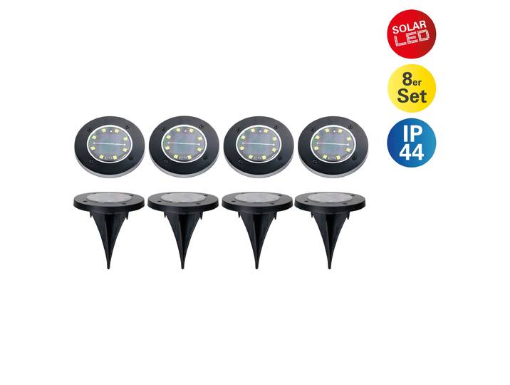 LED Solarleuchte NÄVE Kian - Solar-Erdspieß Wegeleuchte Gartenlampe , schwarz, H:12cm Ø:11,5cm, Leuchten, LED Solarleuchte, Solar-Boden-Erdspieß, Set, Solar-Lampe, Bodenleuchte, Gartenstrahler