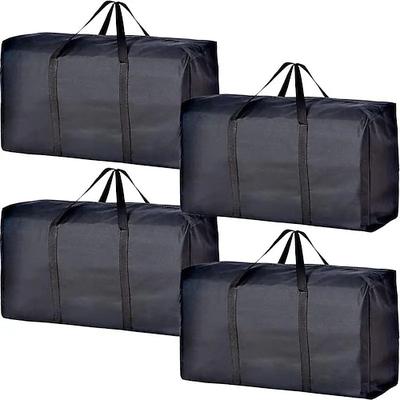 4er-Pack extra große Umzugstaschen mit starken Reißverschlüssen und Griffen, robuste Aufbewahrungstaschen für Kleidung, Reisen und Umzüge, platzsparende Organizer-Taschen zum Packen und Organisieren
