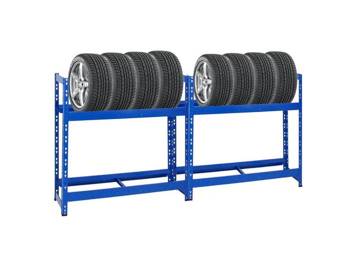 PROREGAL® Schwerlastregal MegaDeal Reifenregal Räderregal TIGER 100x110x35cm 8 Reifen 2 Ebenen, 2-tlg., Für Winterreifen Sommerreifen Allwetterreifen 150kg Fachlast