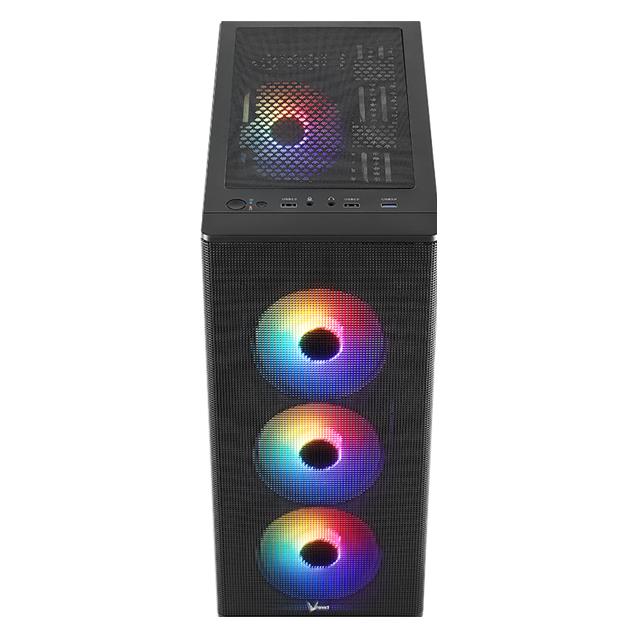Formula Számítógépház - FG-06 AR (fekete, ablakos, 4x12cm ARGB venti, mATX, 1xUSB3.0, 2xUSB2.0) (mATX) (HAZFORFG06AR)