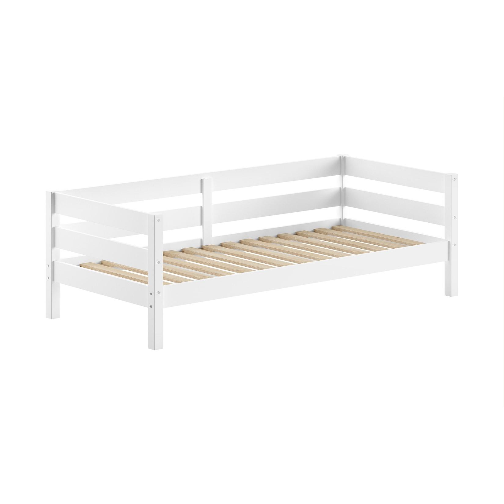 Funktions-Kojen Bett mit Umrandung und Rolllattenrost, Liegefläche 90 x 200, Ausf. Weiß lackiert