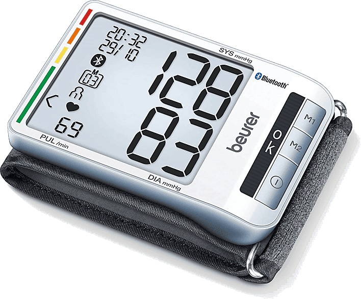 Tensiómetro - Beurer BC 85, Pantalla XXL, Bluetooth, Plata