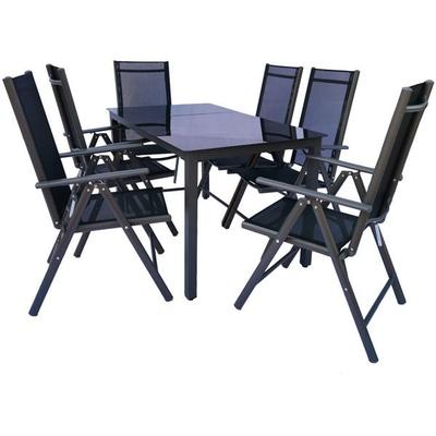 7 tlg. Alu Gartenset Sitzgruppe Tisch Stühle 140SW