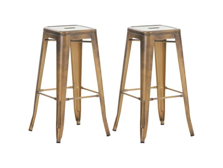 CLP Barhocker 2er Set Metall gold, Goldfarben, 43x76x43 cm, Esszimmer, Barmöbel, Barhocker