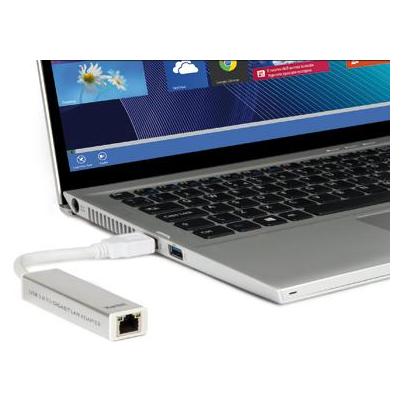Hamlet USB 3.0 zu Gigabit Lan Adapter Übertragungsgeschwindigkeit bis zu 5 Gbps (USB, USB 3.0, RJ45 Gigabit Ethernet (1x)) (HNU3GIGA)