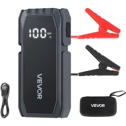 VEVOR Starthilfe Powerbank, Starthilfegerät 1500A Spitzenstrom mit LED-Taschenlampe & Kabel für Motor bis zu 6L Benzin/4L Diesel, Tragbarer Booster mit Schnellladung & Sicherheitsschutz für Notfall