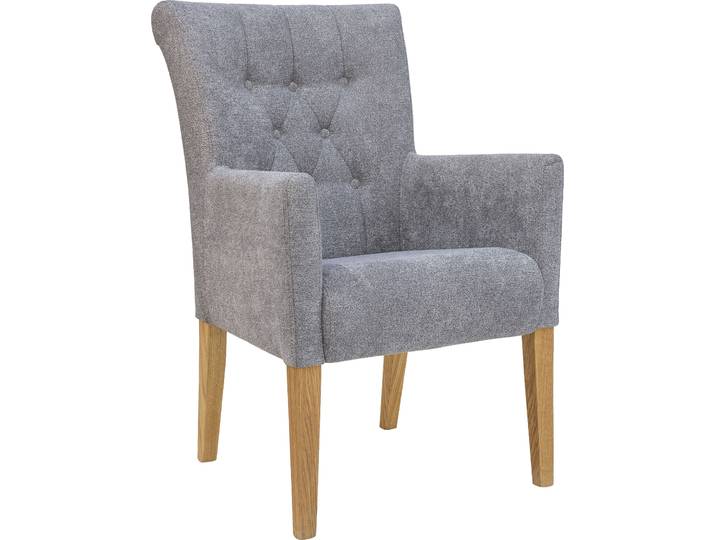 Esszimmerstuhl HOME AFFAIRE King , blau (blaugrau, natur), B:60cm H:92cm T:65cm, Polyester, Stühle, Esszimmerstuhl, Armlehnstuhl mit Knopfheftung, Polsterstuhl