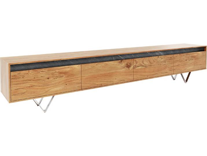 DELIFE Lowboard Stonegrace, Akazie Natur Schiefer 240 cm 4 Türen Design Lowboard