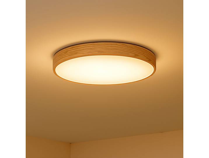Plafonnier LED Ø 33cm Bois Fer, laqué Plastique ABS LED Module LED