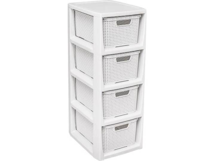 Etagère avec 4 paniers BranQ blanc antique