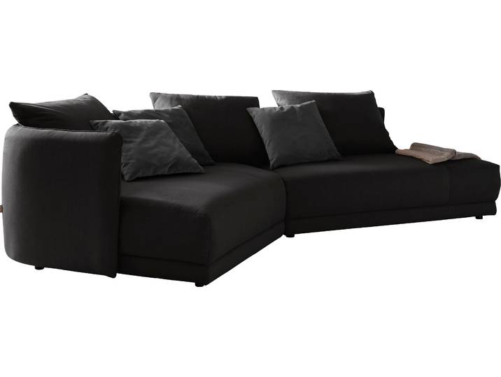 Ecksofa DESIGNWERK New York L-Form, anmutendes Designsofa , schwarz (charcoal), B:333cm T:179cm, 100% Polyester, Sofas, Ecksofa, mit moderner R&ung im Rücken