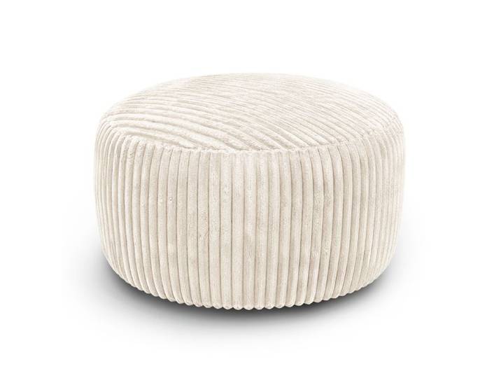 Fauteuil pouf rond 4FT en corduroy blanc remplissage mousse à mémoire intérieur