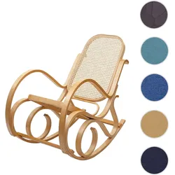 Schaukelstuhl M41, Schwingsessel Fernsehsessel, Massiv-Holz Rattan, FSC®-zertifiziert ~ Eiche-Optik