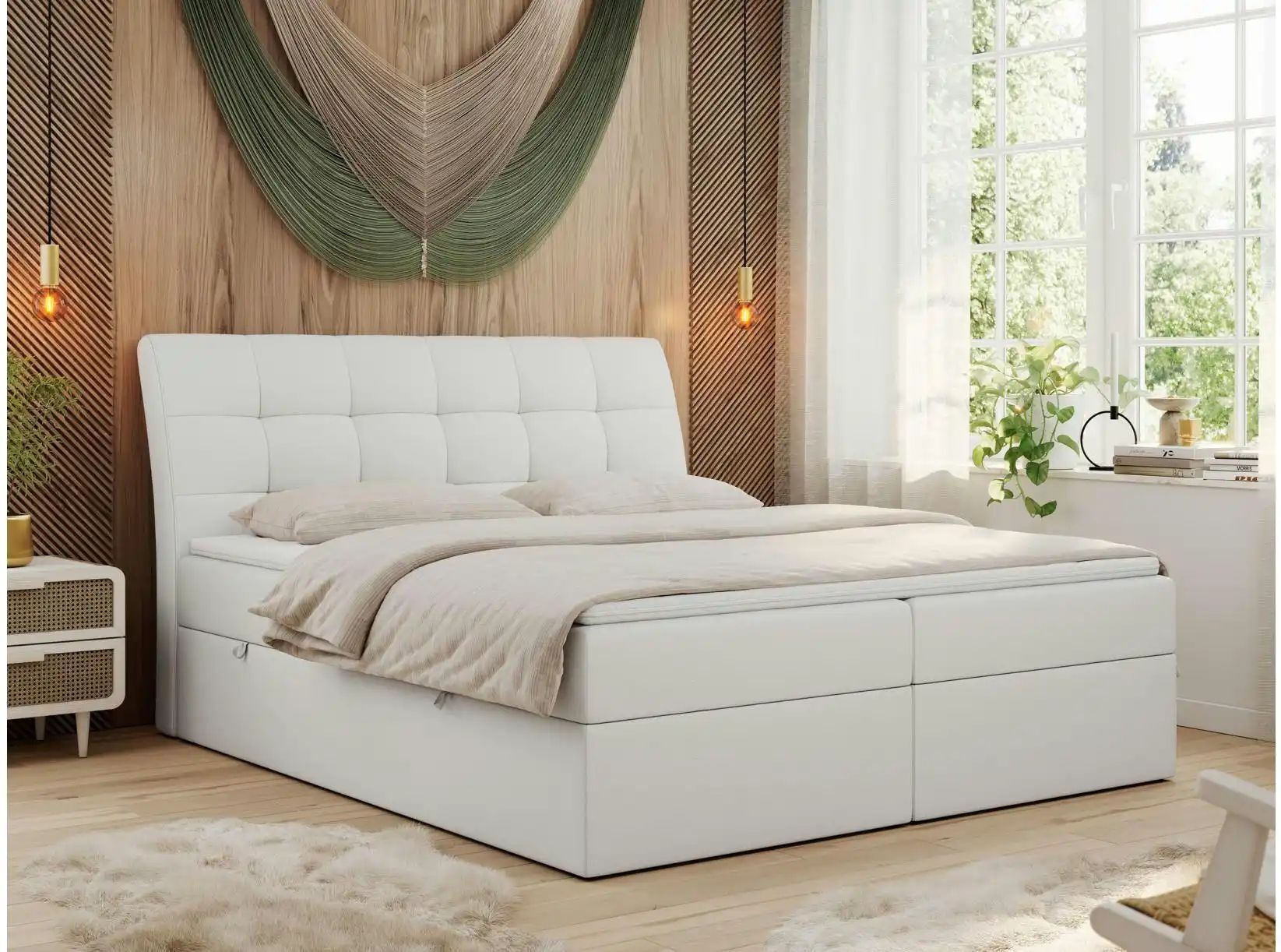 Höffner Boxbett mit Bettkasten Diegos ¦ weiß ¦ Maße (cm): B: 120 H: 118