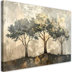 LEINWANDBILDER, Bäume Grunge Natur beige gold