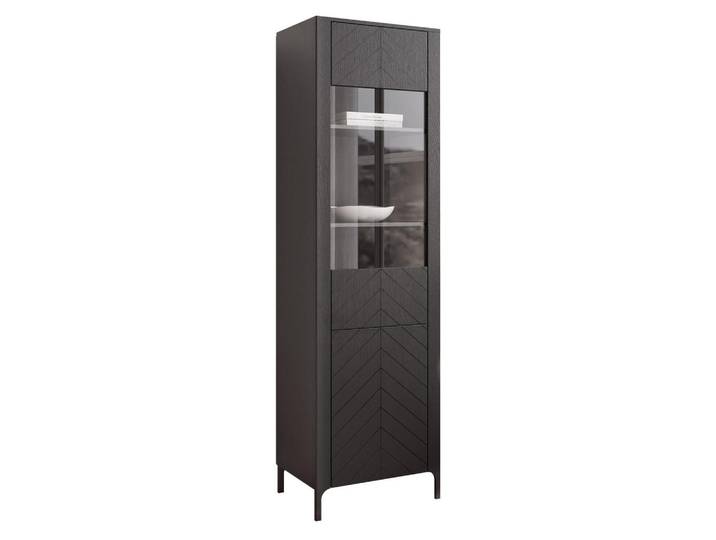 Idohome Vitrine Lorien 59 cm Schwarz, Metall, Uni, 59.6x197.1x40.6 cm, Esszimmer, Vitrinen, Vitrinenschränke