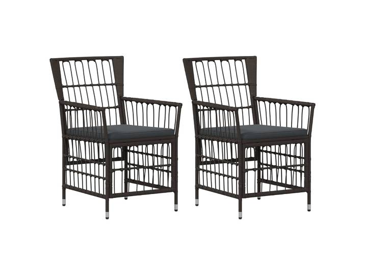 vidaXL Gartenstühle 2 Stk. Schwarz PE Rattan, Stahl und Polyesterstoff
