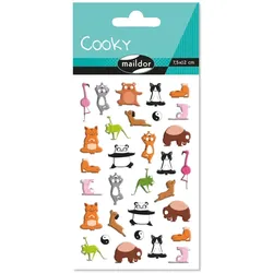 Maildor 10x Cooky, 1 Stickerbogen 7,5x12cm, Tiere Yoga - Mehrfarbig CY144C