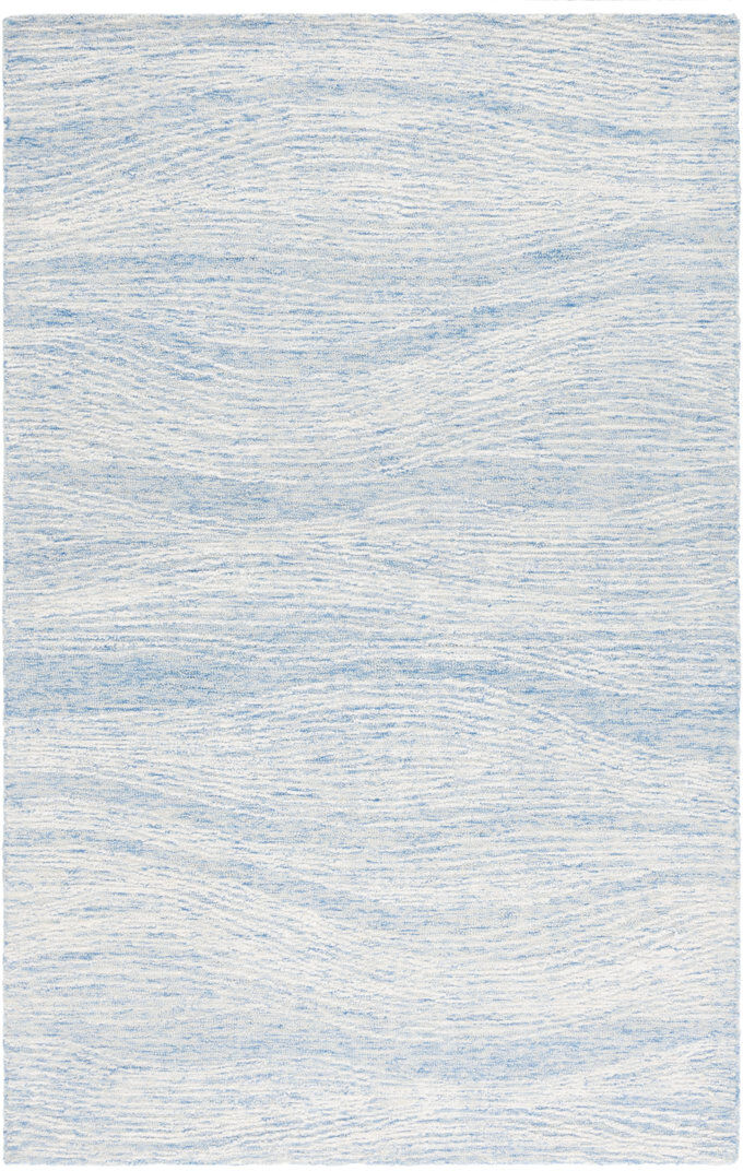 Ivy Bronx Abstract Wool Hand Tufted Area Rug Blue / Ivory Square 122 cm