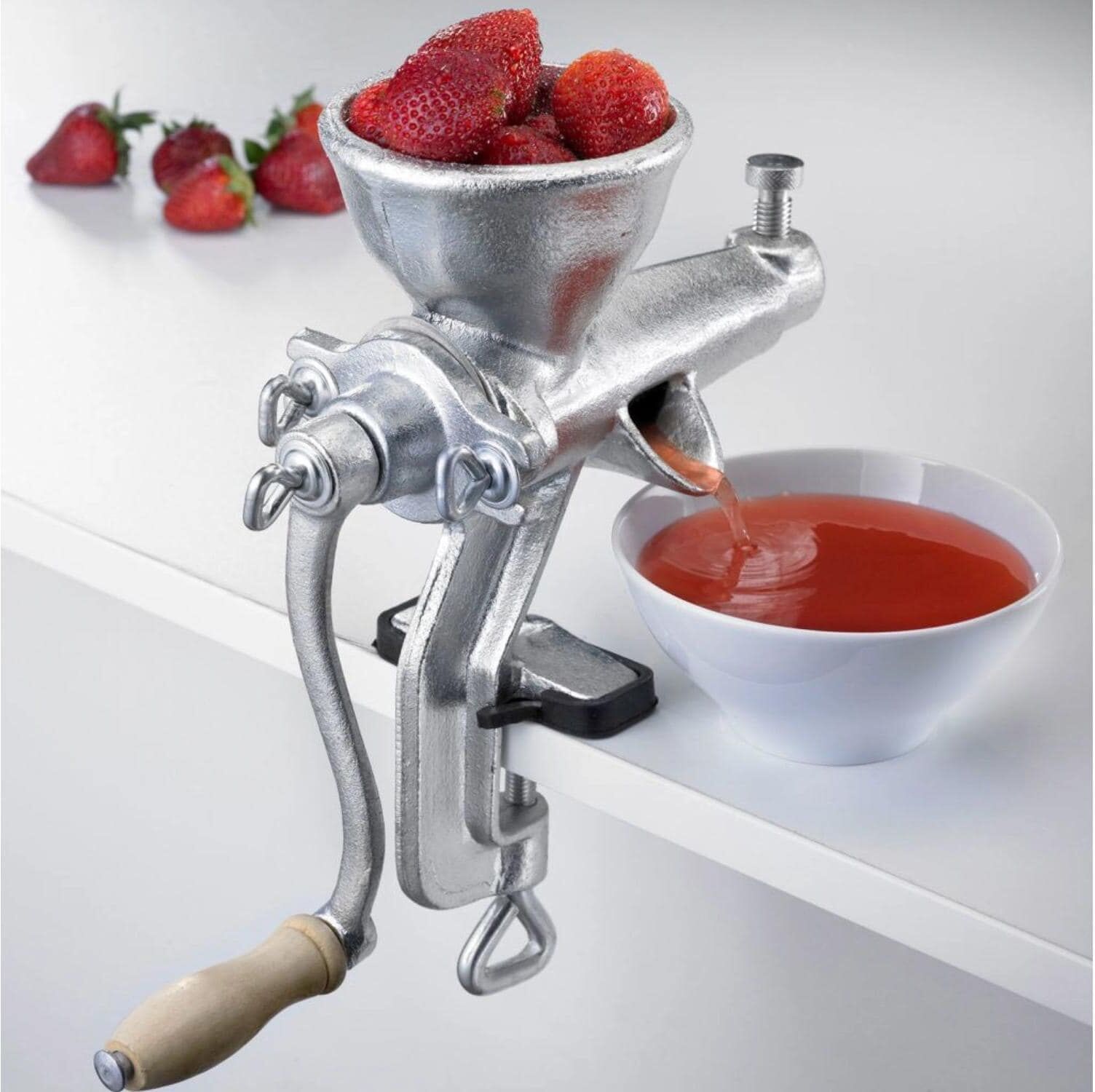 WESTMARK Entsafter "Saft- und Beerenpresse Starke Else, 29 x 10,5 x 43 cm", silber (grau), B:28cm H:10,4cm T:31cm, Entsafter, Manuelle Saft- und Beerenpresse aus Stahlblech mit Tischbefestigung, Entsafter grau Einheitsgröße