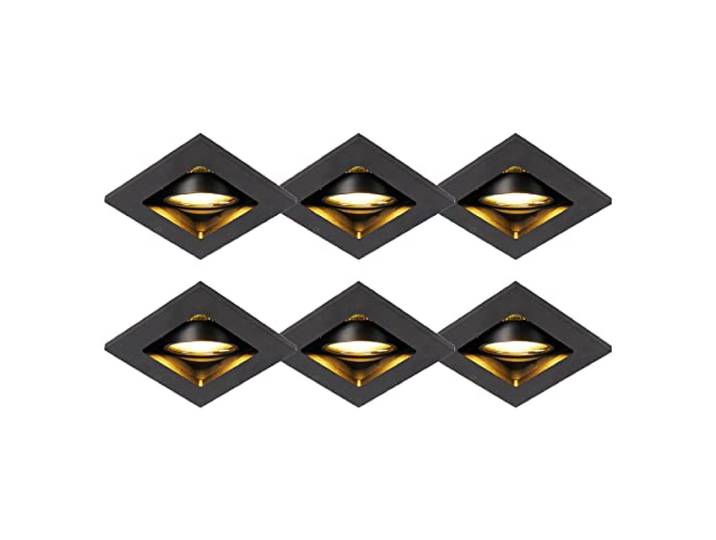 Qazqa spot encastré spot de plafond encastré noir carré 10cm Qure Compatible avec ampoules LED\, lot de 6