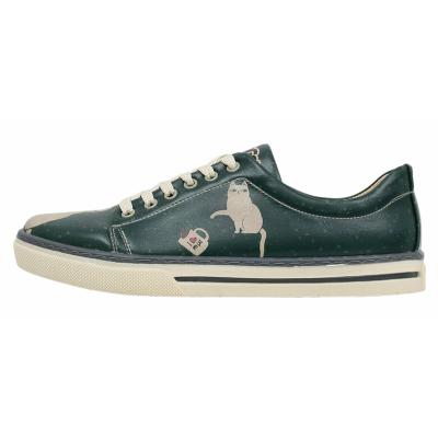 Sneaker DOGO "Classic Schnürsneaker Never Ending Story Damen Sneaker, Classic", Damen, Gr. 36, atmungsaktiv gefüttert ungefüttert, Normalschaft, bunt (mehrfarbig, grün, natur), Lederimitat, Schuhe Sneaker, Handgefertigt