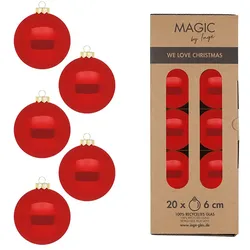 20 Weihnachtskugeln Glas 6cm glänzend - Christbaumkugeln Weihnachtsbaumkugeln Weihnachten Christbaumschmuck Weihnachtsbaumschmuck Rot