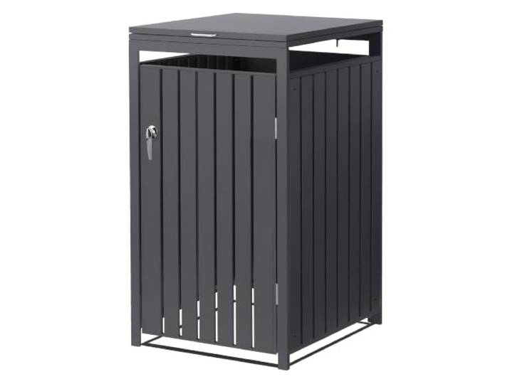 ML-Design Mülltonnenbox 1er 240L, Mülltonnenverkleidung für 1 Mülltonne, Müllbox wetterfest, Mülltonnenhaus aus Stahl, Müllcontainer mit Klappdeckel und abschließbarer Tür, 68x80x120 cm, Anthrazit