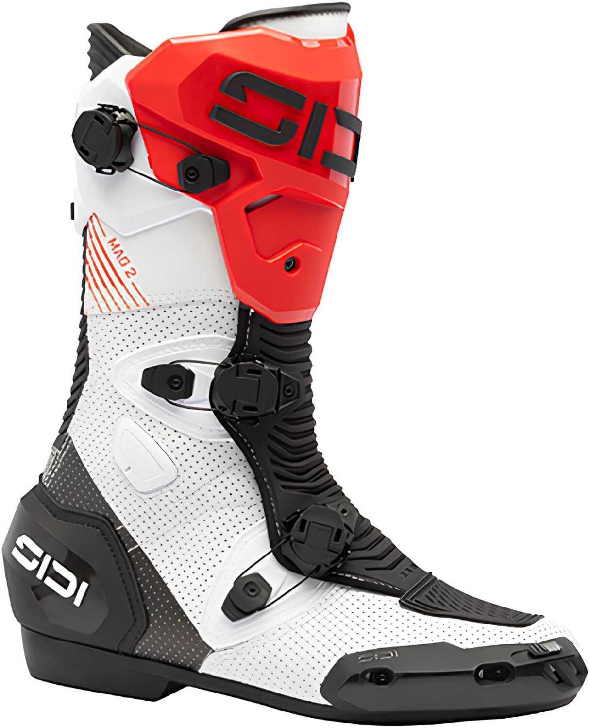 Sidi MAG-2 Air Racing-Motorradstiefel weiß schwarz rot Gr. 42